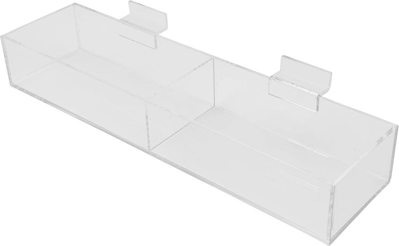 no N N’icePackaging – 1 Qty – 2 Bin Acrylic Slatwall Display – Multi-Compartment 2.25” Deep – for Stores/Sales/Showcase/Merchandise/Bargain Items/Candy (2 Bins) - Image 1